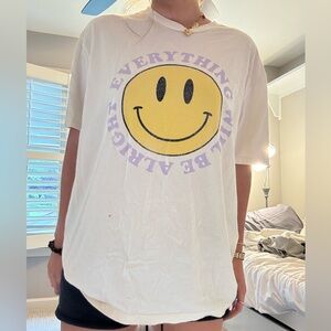 Lotus fashion Los Angeles smiley face tee, cream, size large (oversized fit)